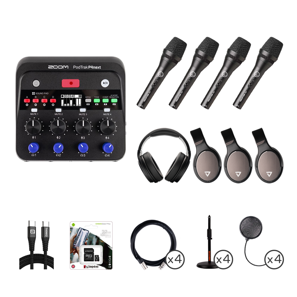 ZOOM PodTrak P4next & P3s 專業四人 Podcast 錄音套組