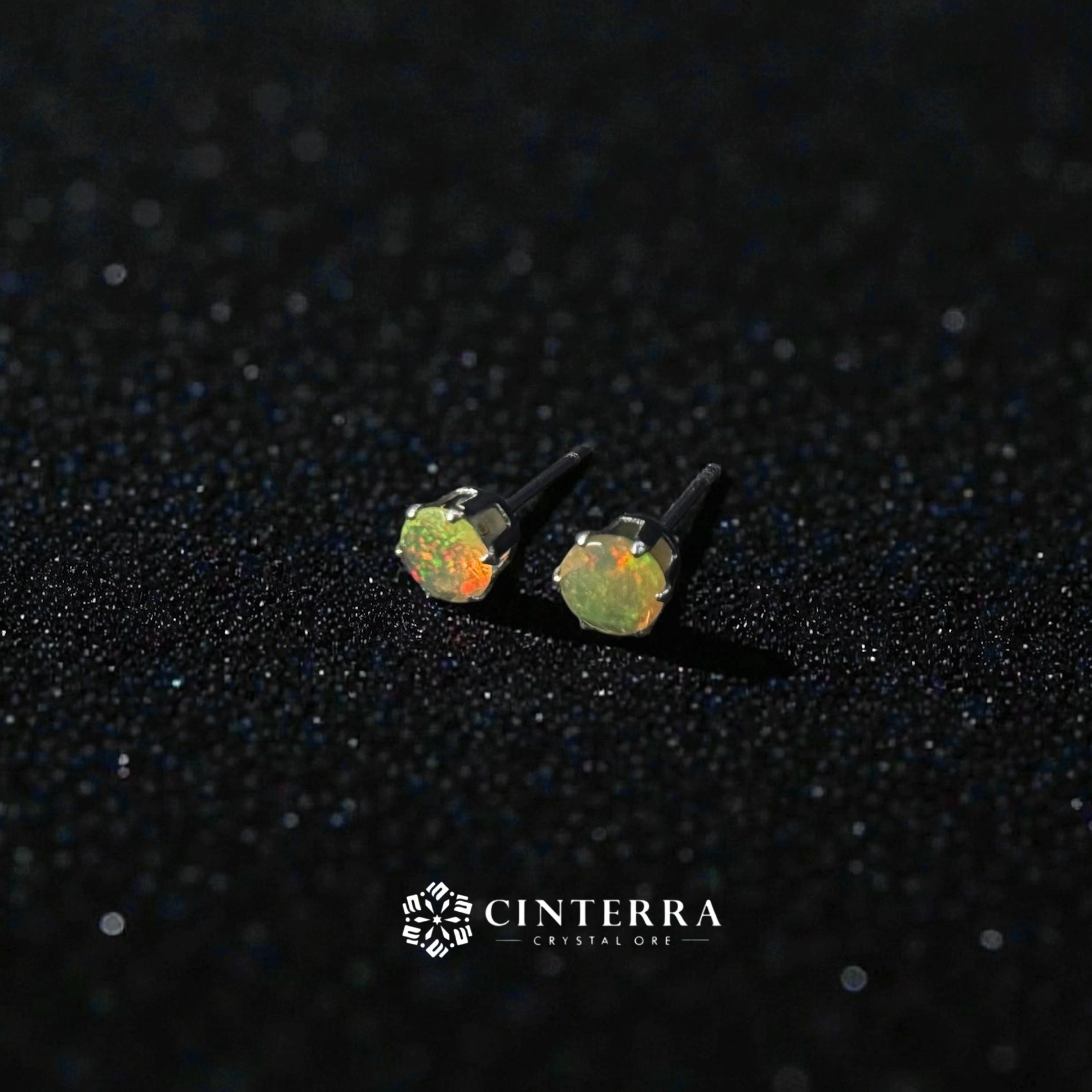 天然蛋白石耳環｜香檳金果凍蛋白石