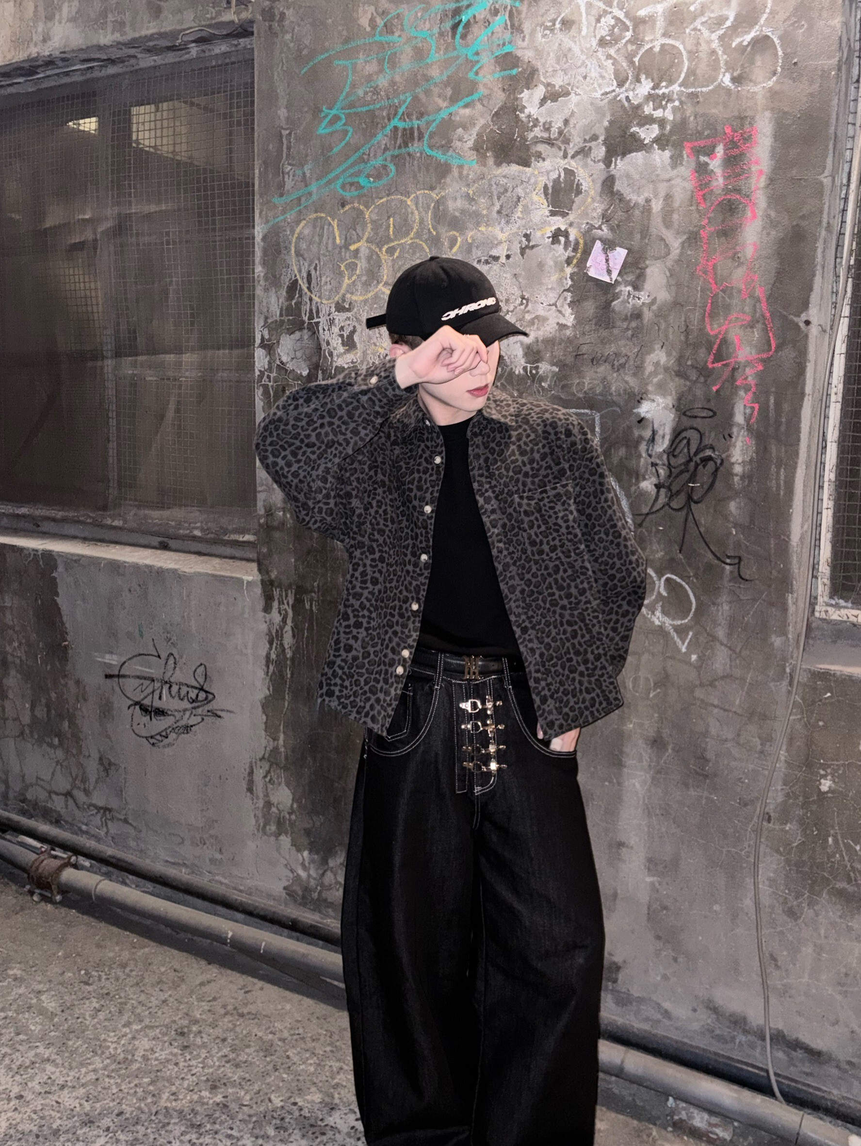 (GOAL) 美式飛機扣 牛仔寬褲 UNF K313