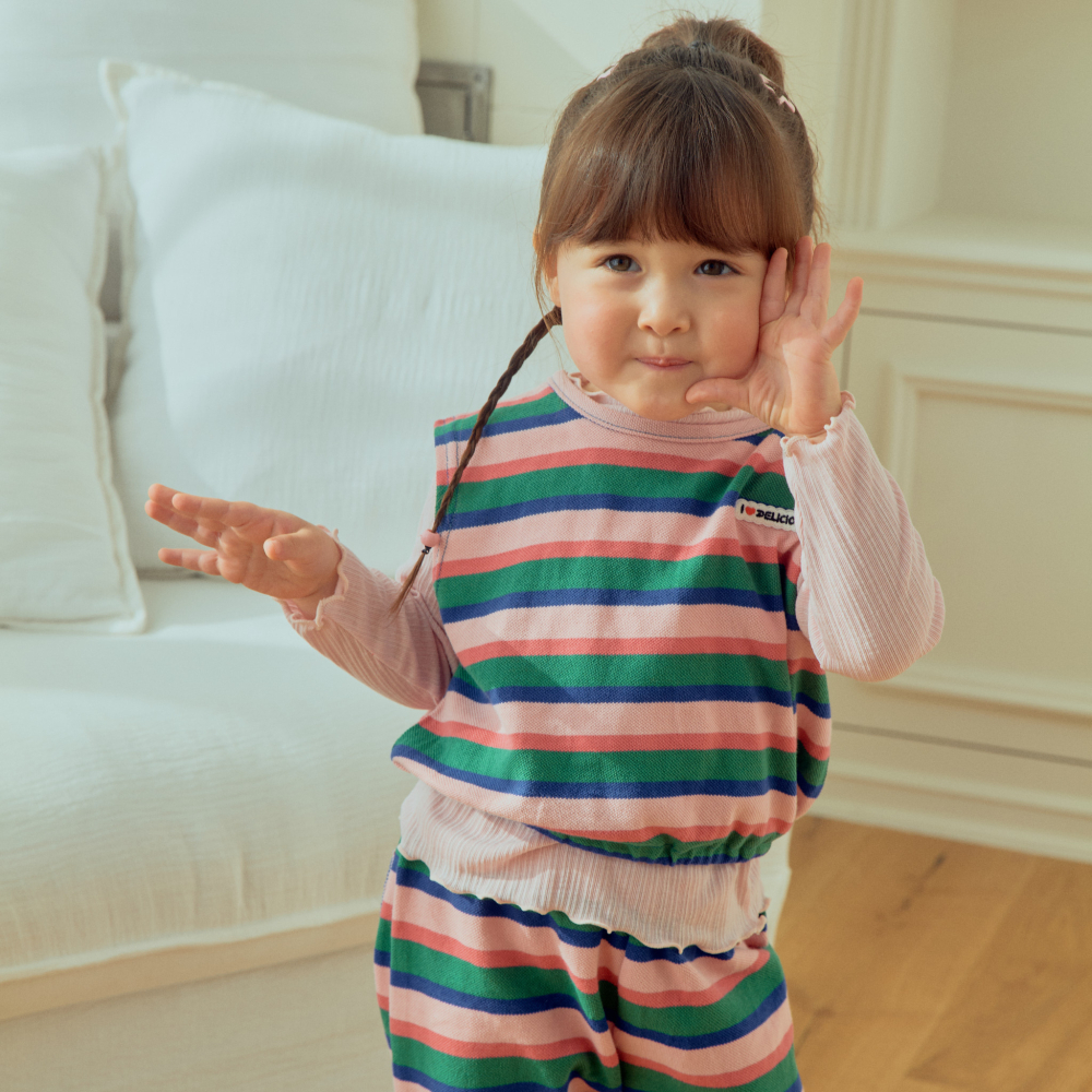 90-140 彩色橫紋背心 2色