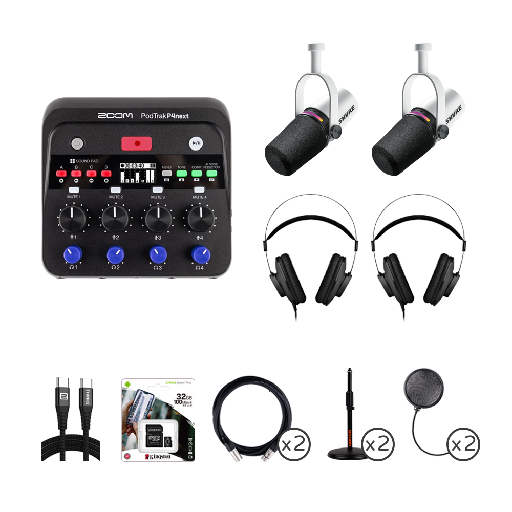 ZOOM PodTrak P4next & MV7+ 專業雙人 Podcast 錄音套組