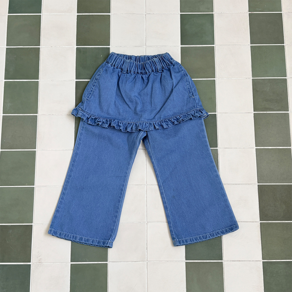 90-140 荷葉邊圍裙牛仔褲