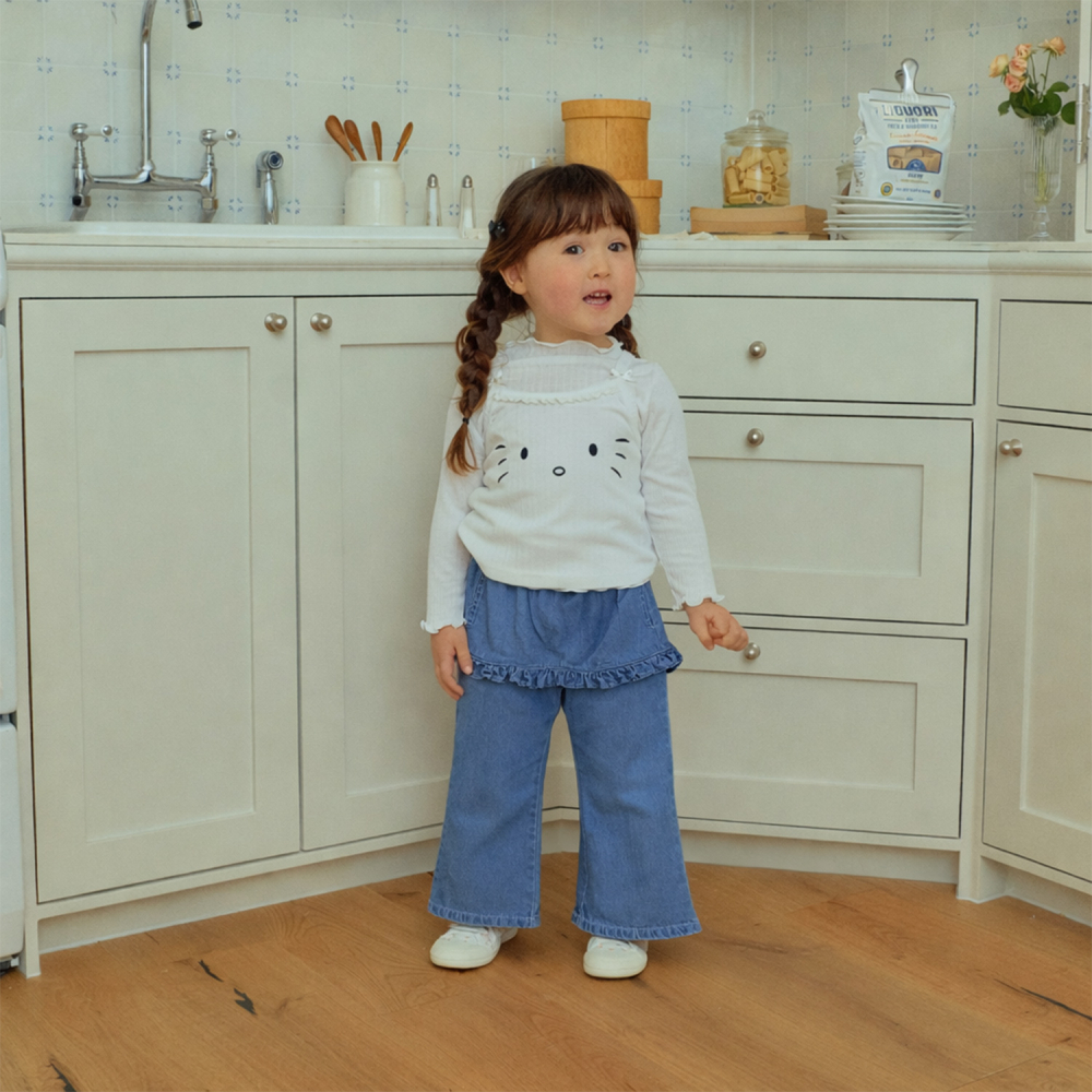 90-140 荷葉邊圍裙牛仔褲