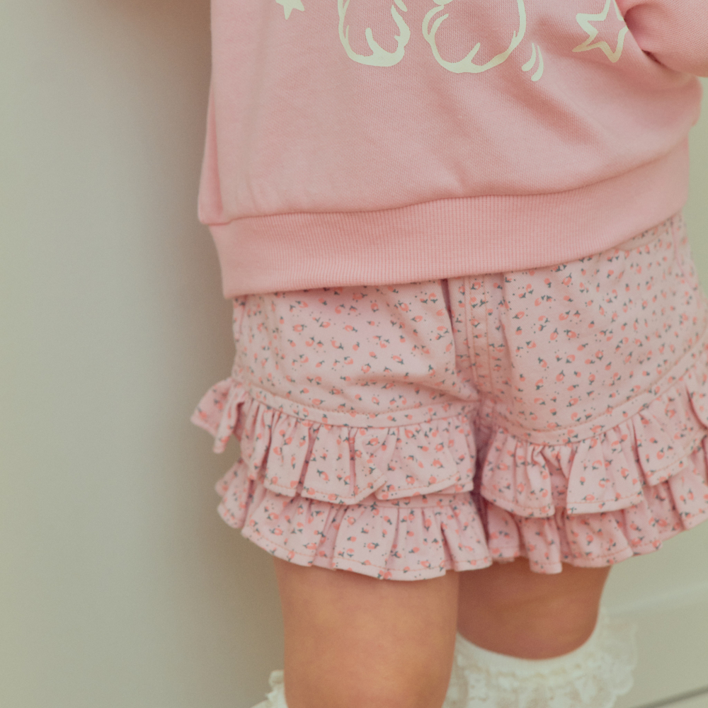 90-140 荷葉邊花紋短褲 2色