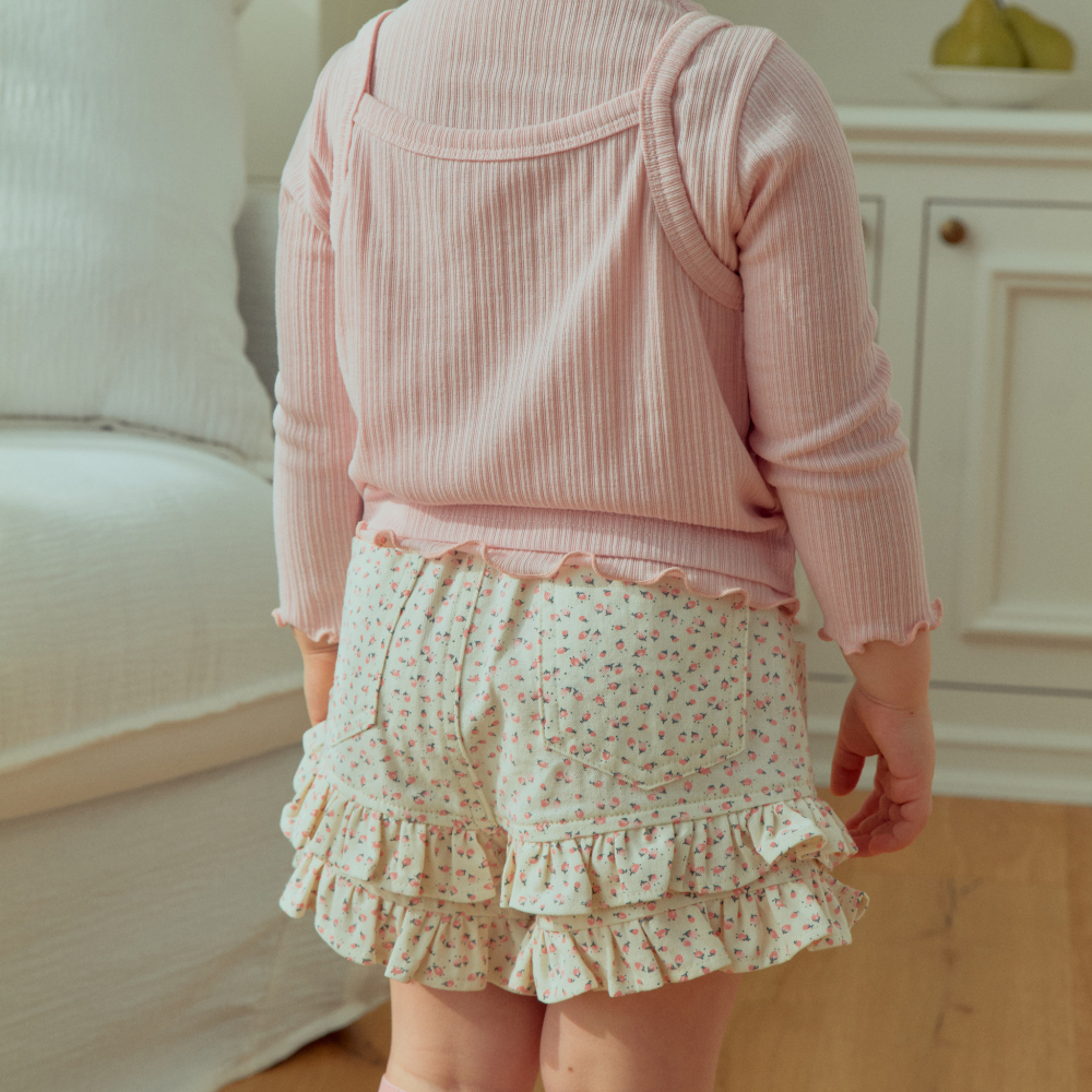 90-140 荷葉邊花紋短褲 2色