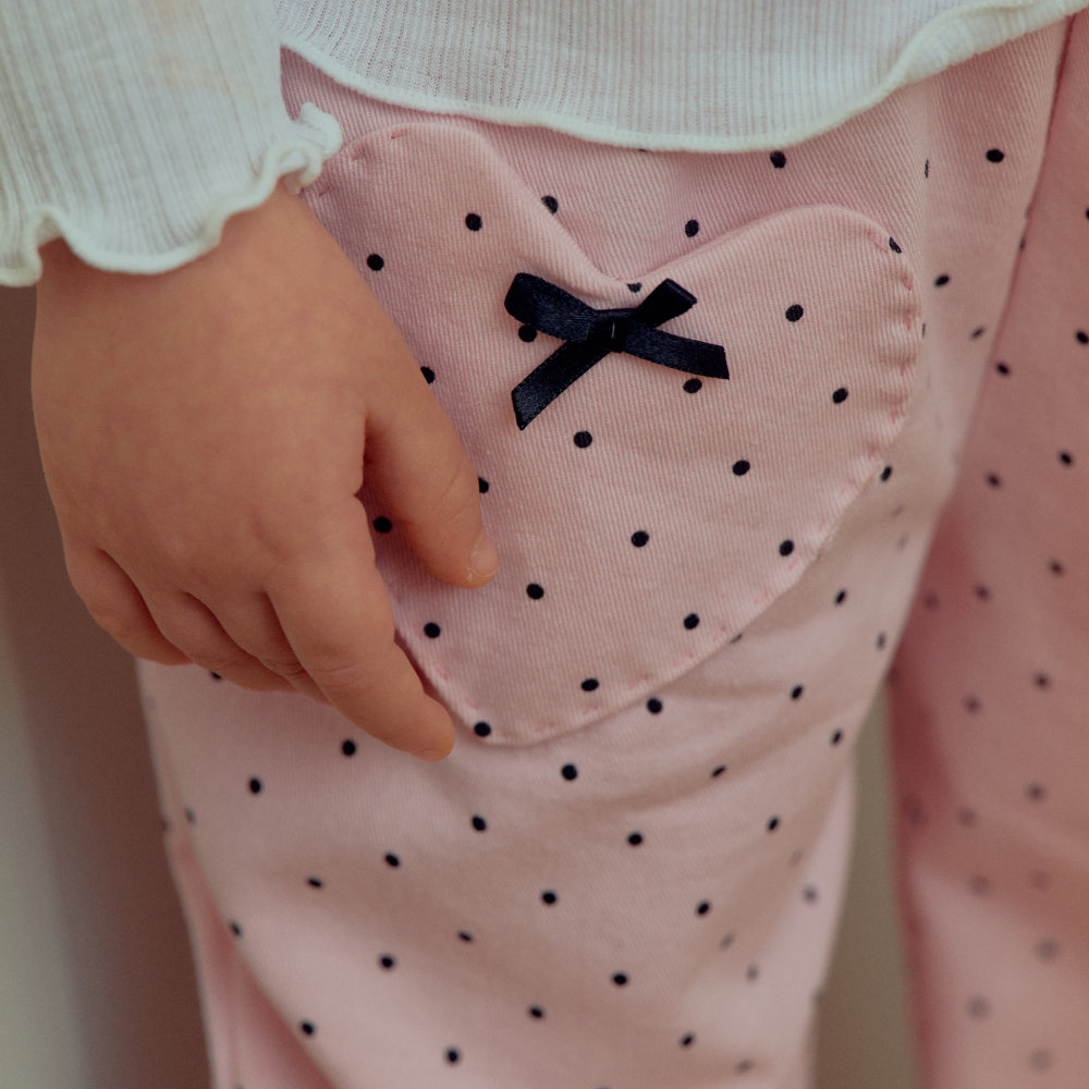 90-140 心型口袋點點荷葉褲 2色