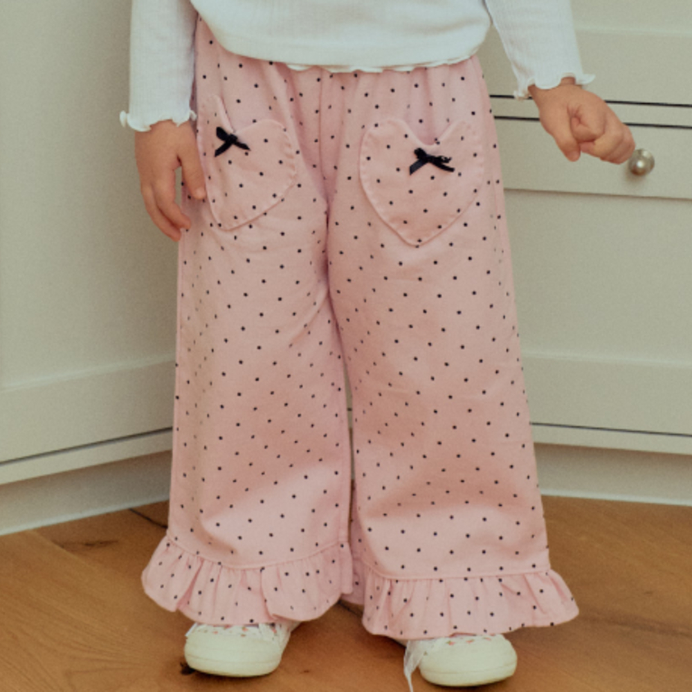 90-140 心型口袋點點荷葉褲 2色