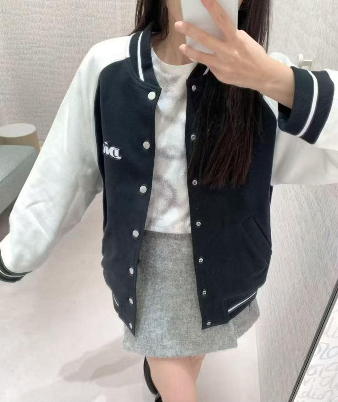 Dior Kids 黑白併色 棒球外套