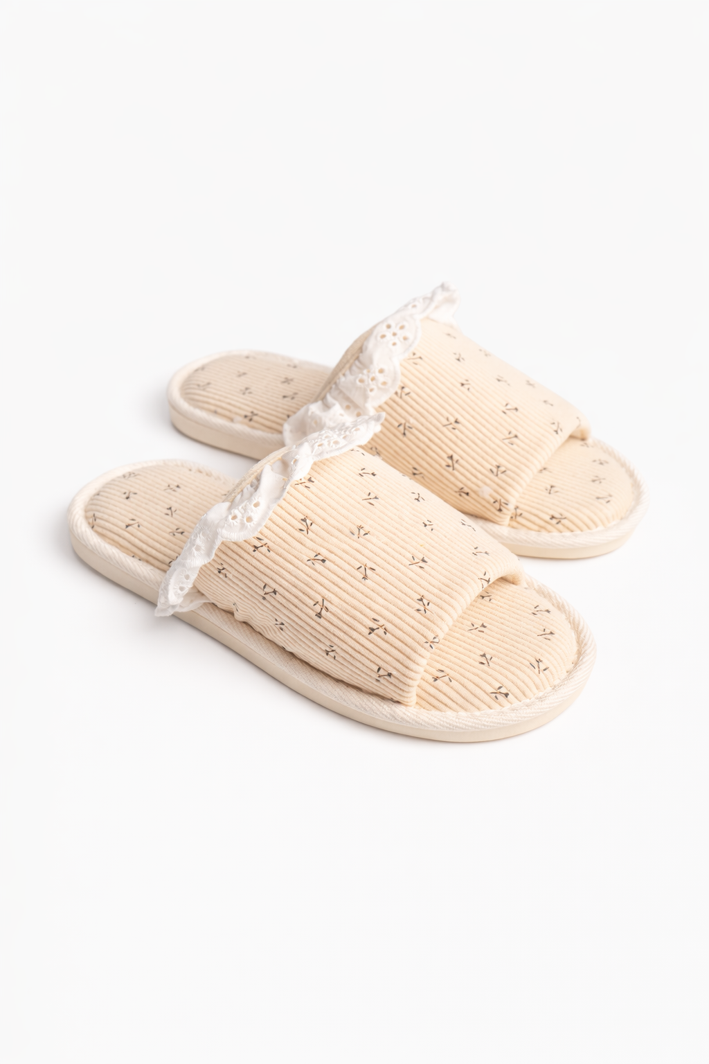 法式小碎花蕾絲室內拖鞋｜Grace