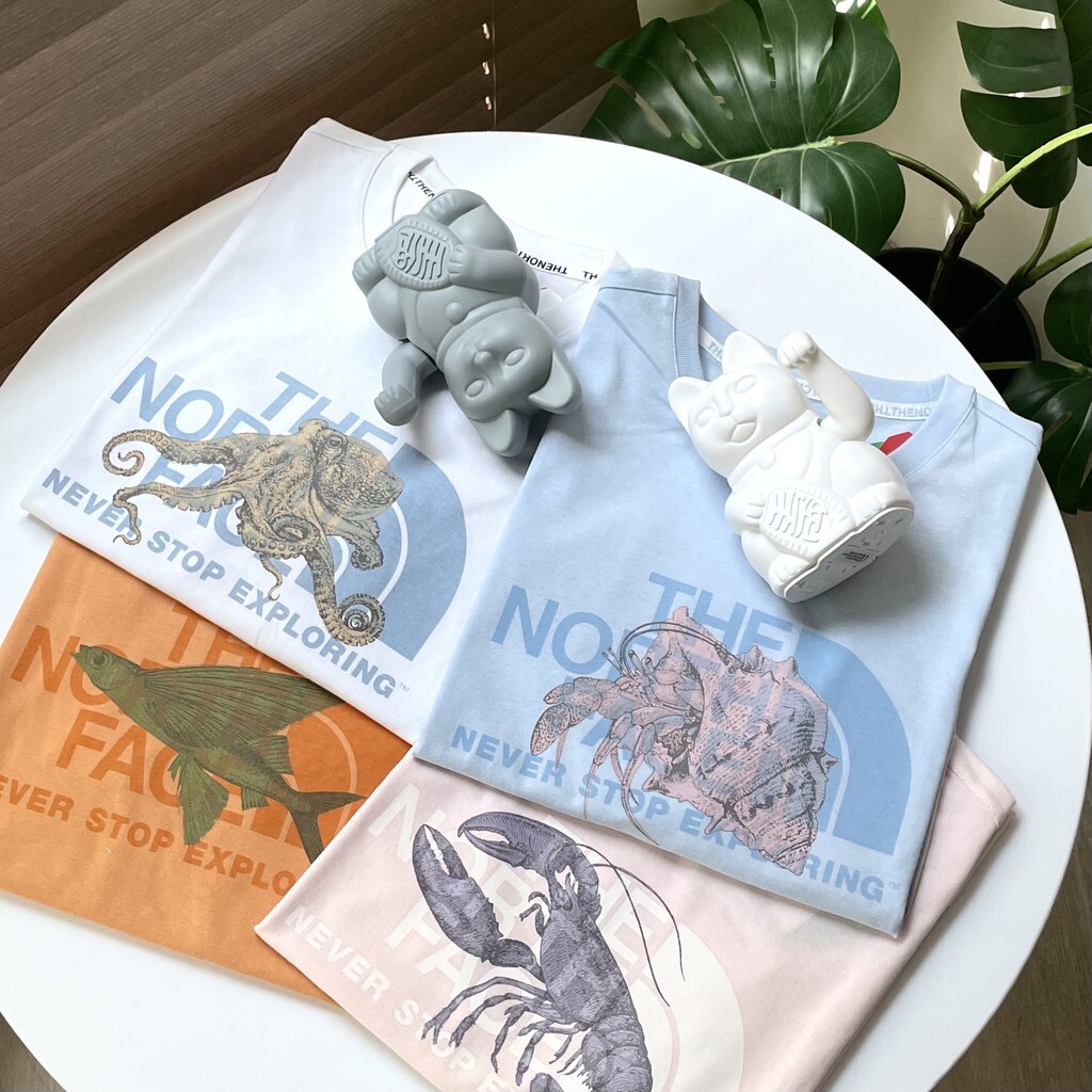 the north face海洋生物短袖 短t 短袖上衣 正反logo 海洋 生物