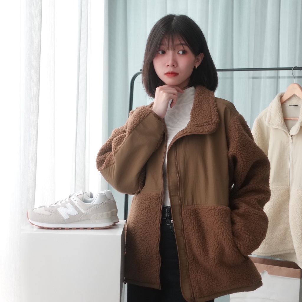United Athle 外套 立領 拼接 抽繩 羊羔毛外套 毛絨外套