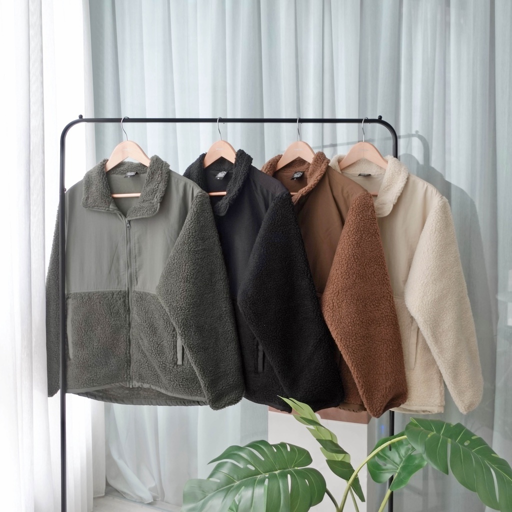 United Athle 外套 立領 拼接 抽繩 羊羔毛外套 毛絨外套