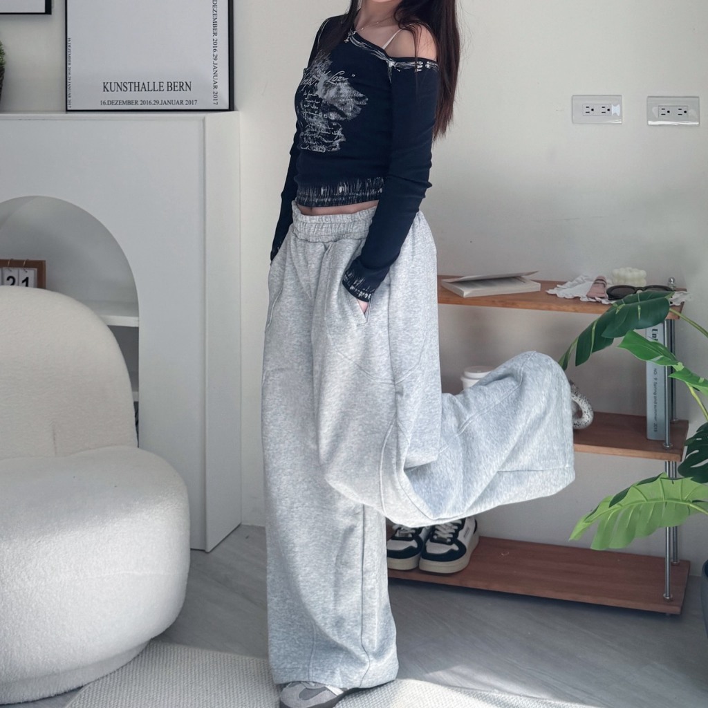 KTUSA 彎刀棉褲 (2colors) 棉褲 彎刀褲 舒適 長褲 寬褲 落地褲 1774