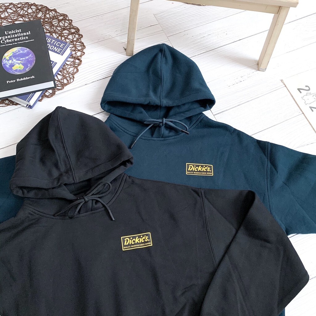 Dickies 帽T 深藍金 黑金 小方塊 小方塊 小標 帽T 長袖 刷毛 寬鬆版