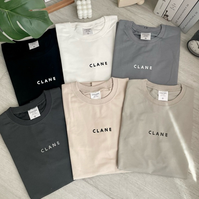 Clane 短T 短袖 落肩 寬鬆 落肩 圓領 百搭素Tee 短T 情侶T 80046