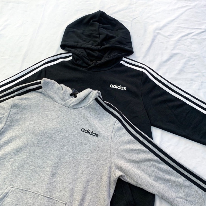 Adidas帽T 小字LOGO 經典 三線小LOGO 帽T 雙色 DU0498