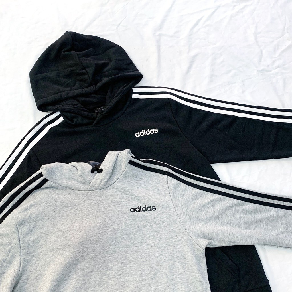 Adidas帽T 小字LOGO 經典 三線小LOGO 帽T 雙色 DU0498