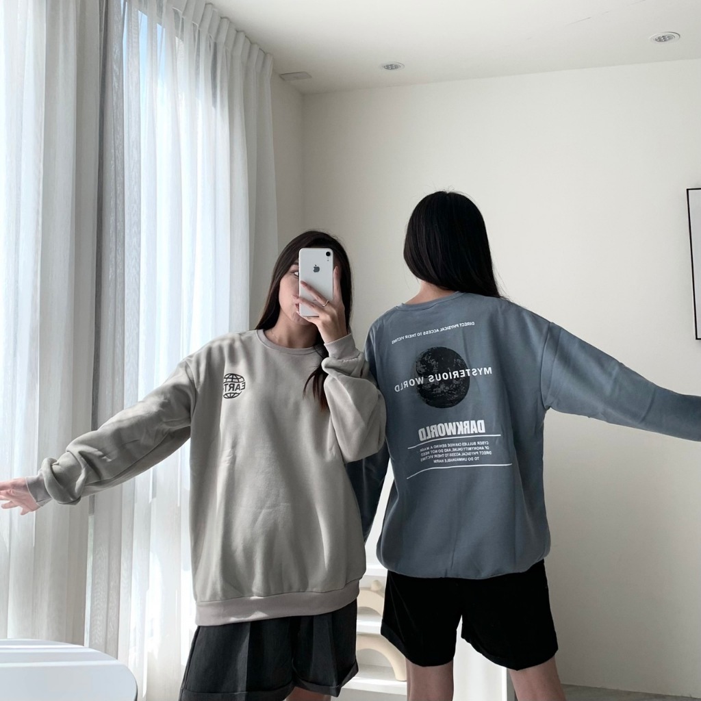 Earth大學T 地球大學T 刷毛 大學T 微刷毛款 內刷毛大學T 寬鬆 落肩 80153