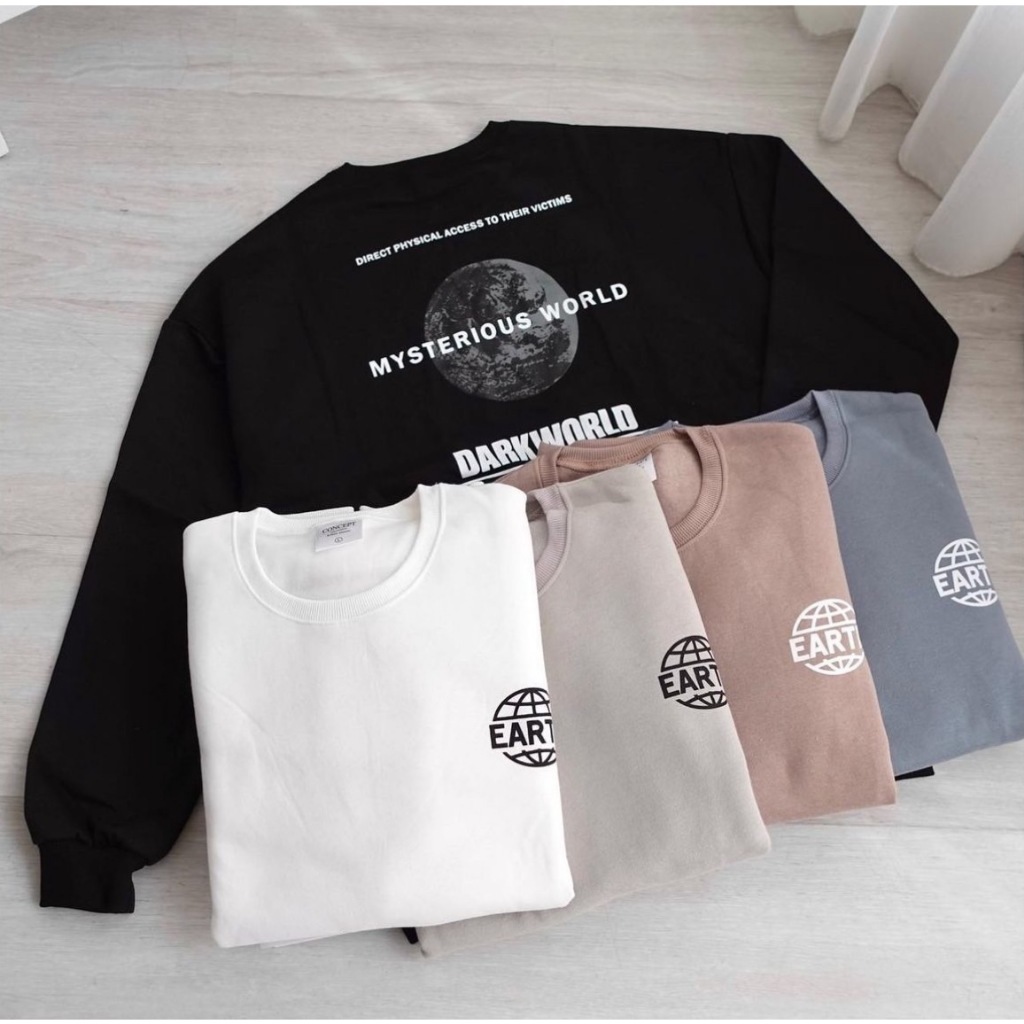 Earth大學T 地球大學T 刷毛 大學T 微刷毛款 內刷毛大學T 寬鬆 落肩 80153