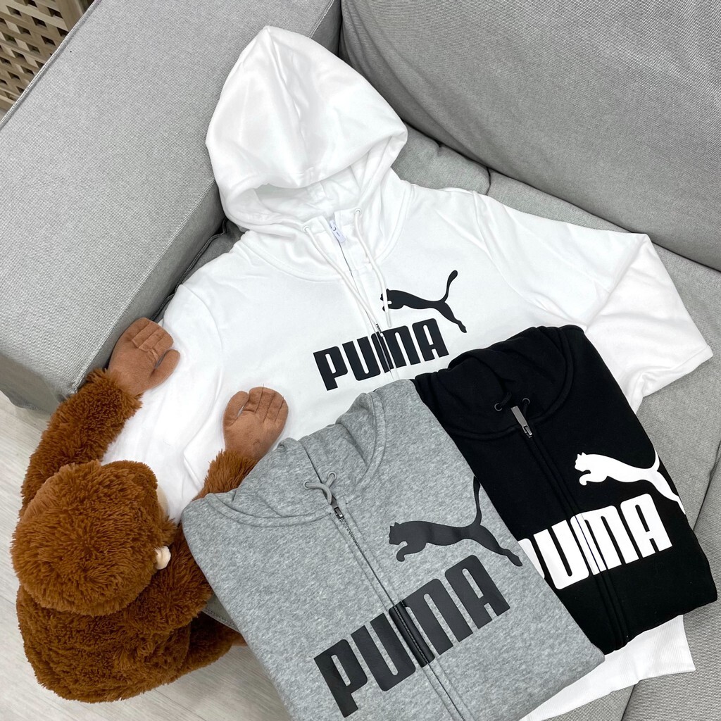 PUMA 刷毛外套! 大LOGO 連帽外套 刷毛 黑/白/灰 經典外套