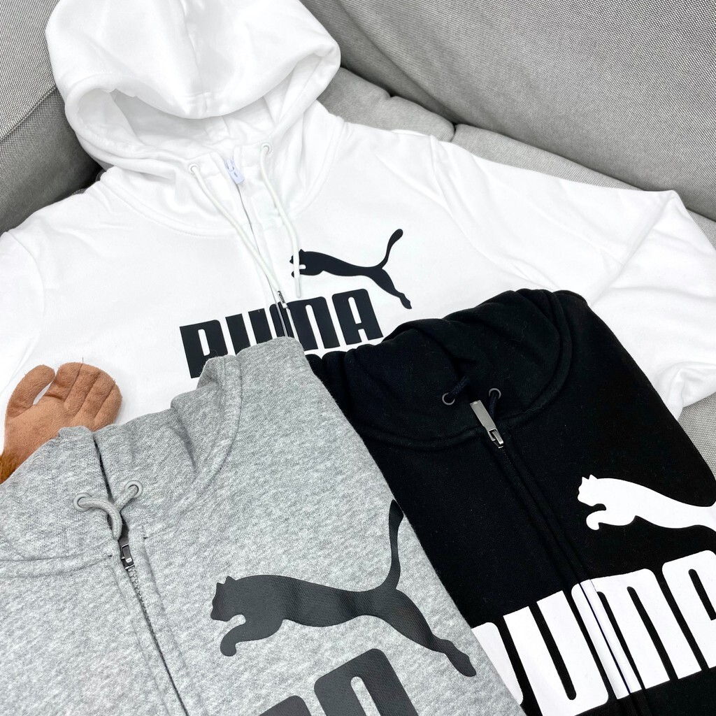 PUMA 刷毛外套! 大LOGO 連帽外套 刷毛 黑/白/灰 經典外套