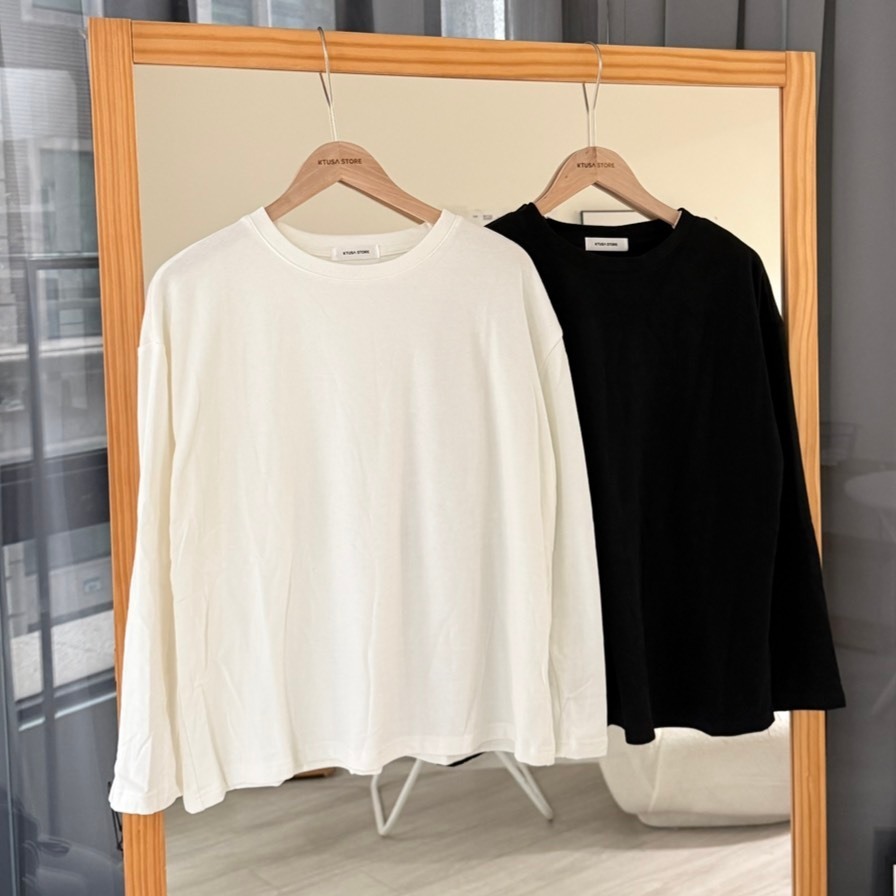 寬鬆圓領長袖上衣 素色長袖 內搭長袖 秋冬長袖 簡約百搭長T 秋冬打底上衣 2876