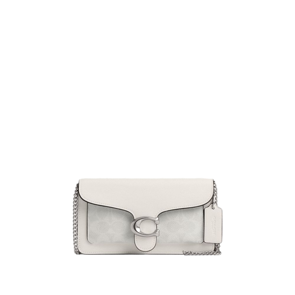 【Coach】Tabby Chain Clutch In Signature Canvas  白