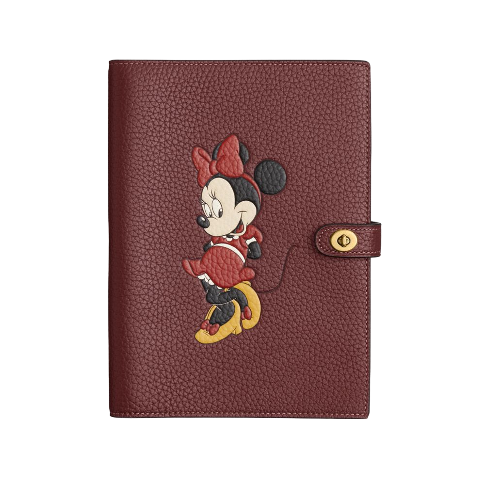 【Coach】Disney X Coach Notebook In Regenerative Leather With Minnie Mouse  酒紅
