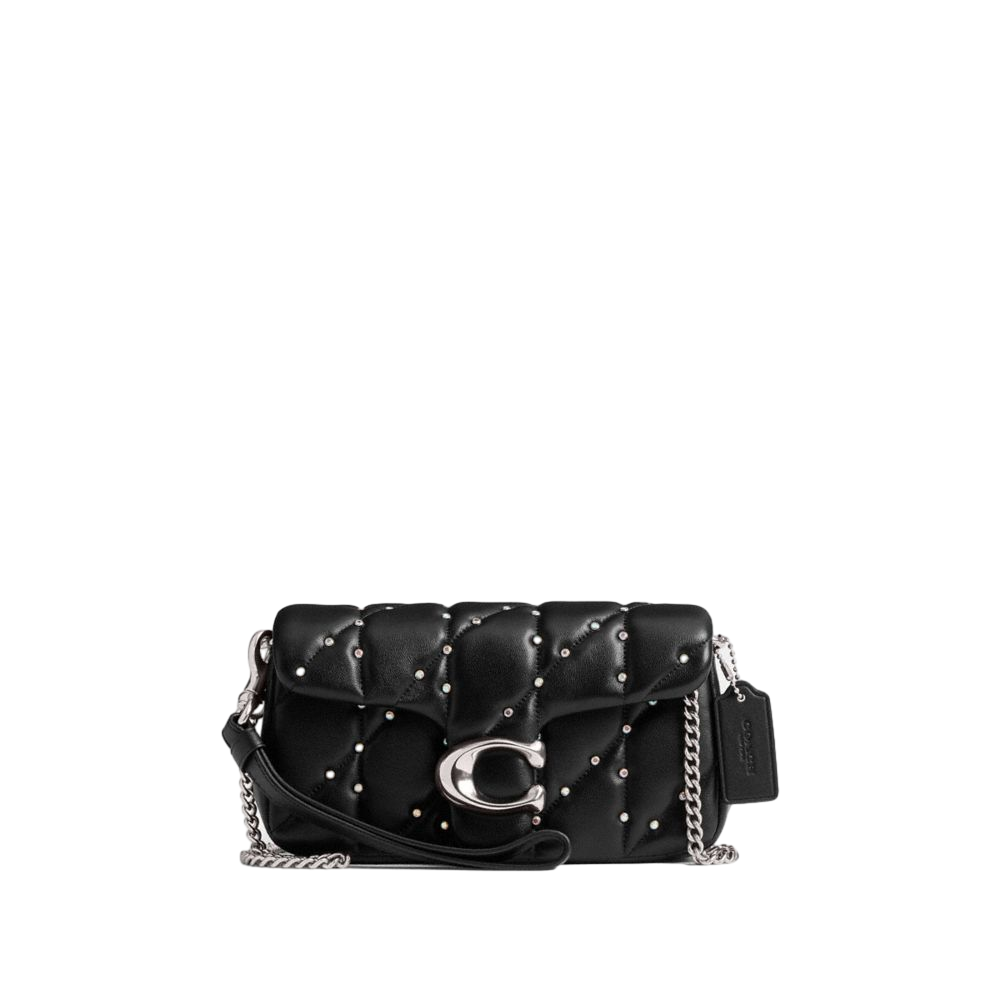 【Coach】Tabby Crossbody Wristlet With Pillow Quilting And Crystal Rivets  銀
