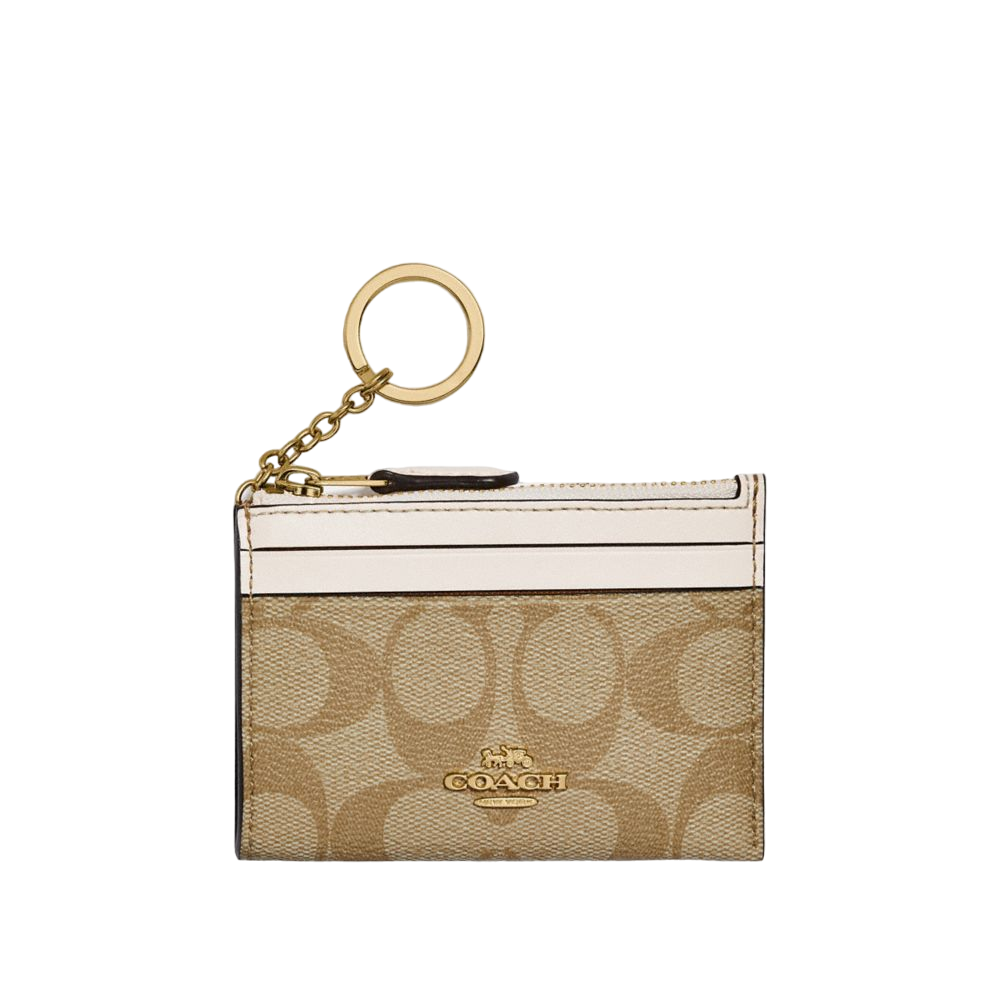 【Coach Outlet】(微瑕疵, 清倉品) Mini Skinny Id Case In Signature Canvas  奶茶