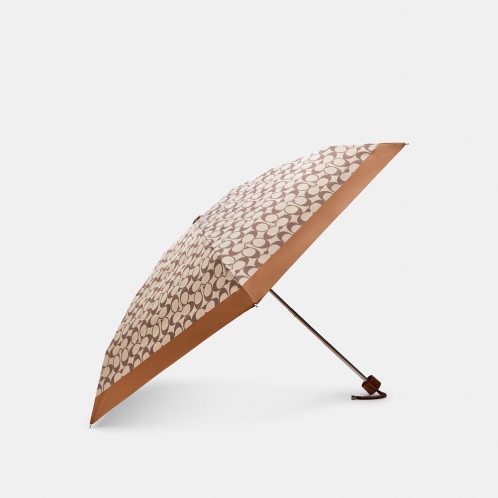 【Coach Outlet】Uv Protection Signature Mini Umbrella  咖