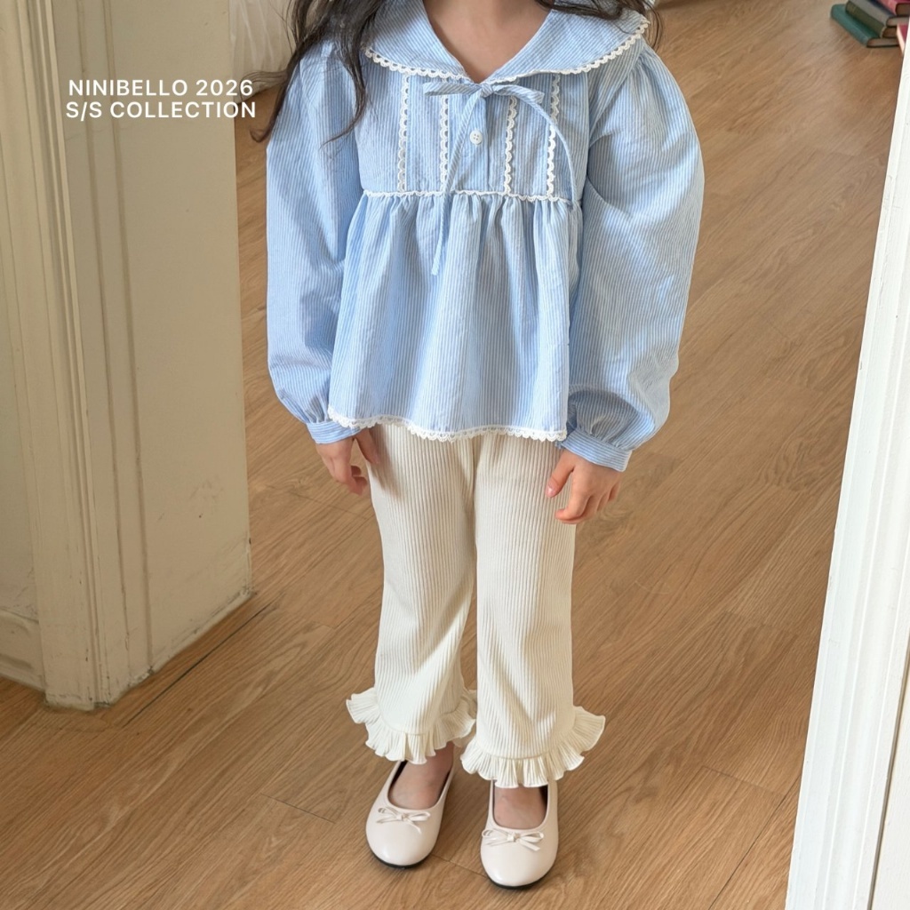 正韓春Ninibello 兩色花邊喇叭褲