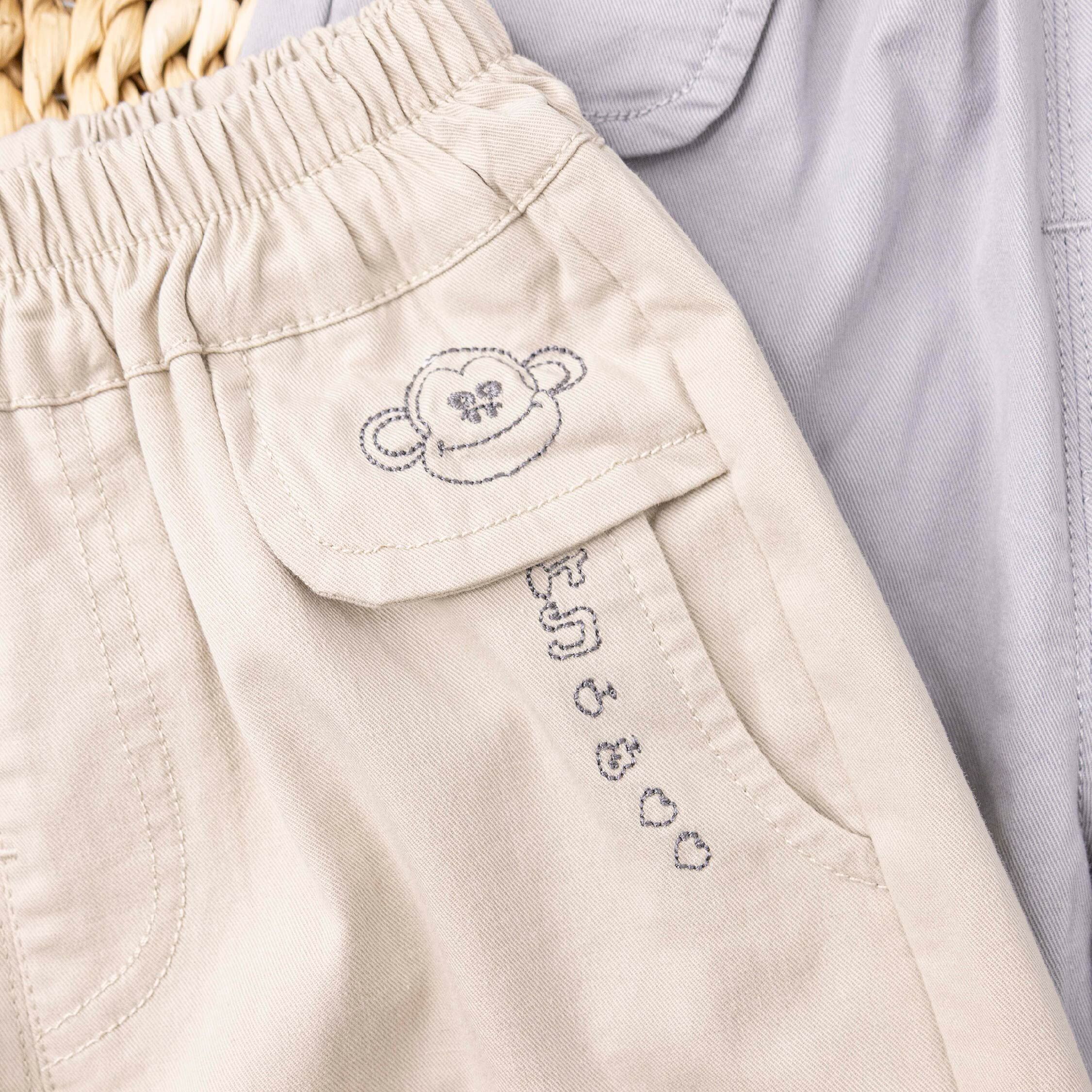 【H55957】俏皮小猴子立體剪裁縮口褲＊二色