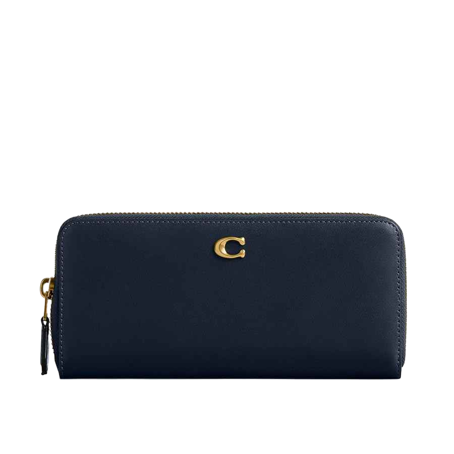 【Coach】Accordion 經典款窄版拉鏈皮夾  深藍