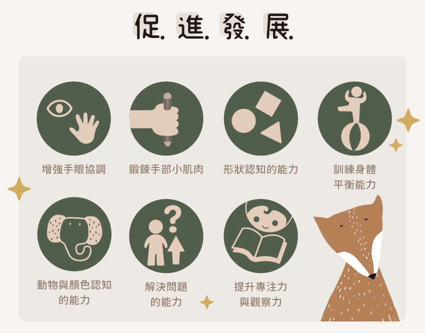 訓練身體平衡、形狀認知與小肌肉發展