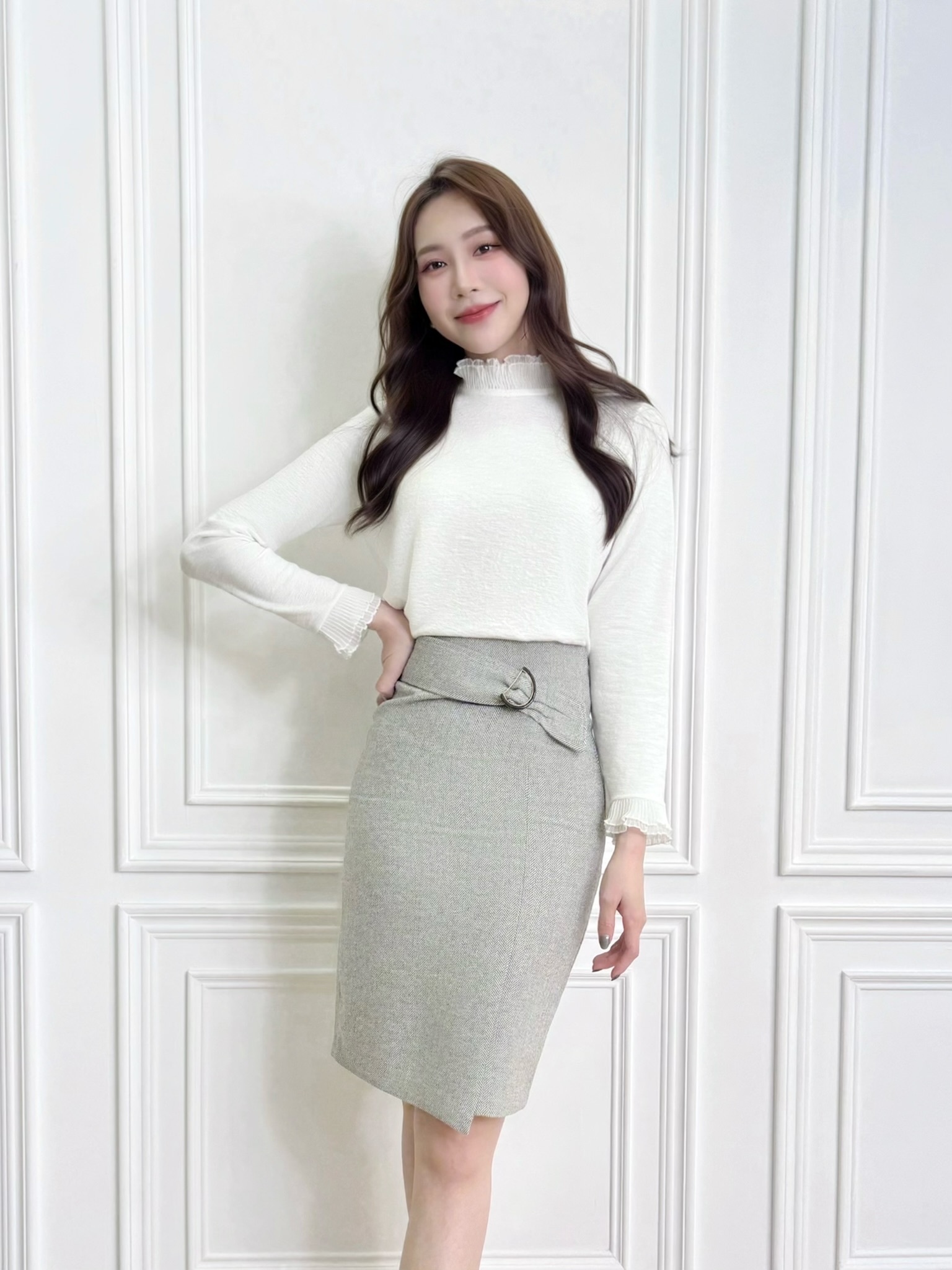 雙層蕾絲領針織內搭上衣