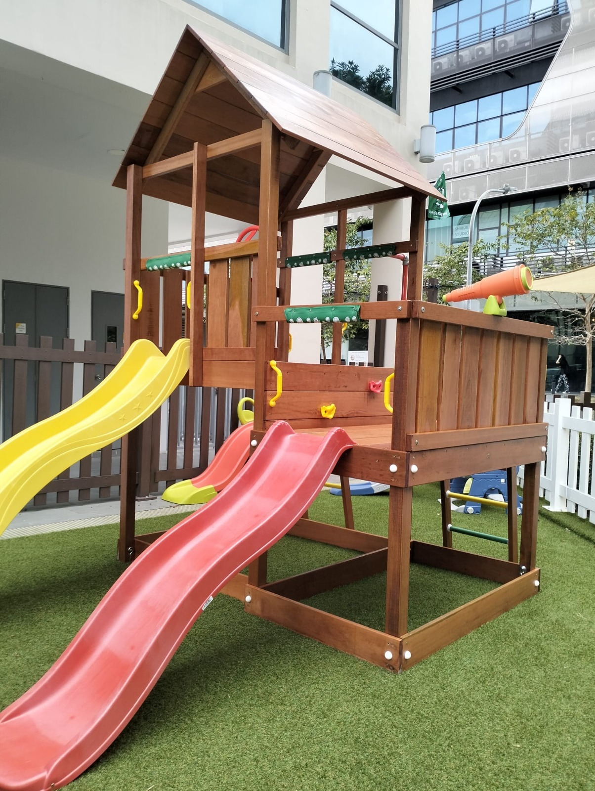 Outdoor Wooden Playground Set with Slides