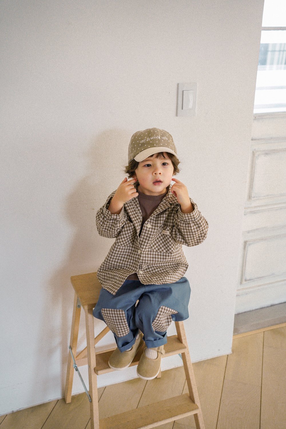 正韓春ONU小童小格紋襯衫