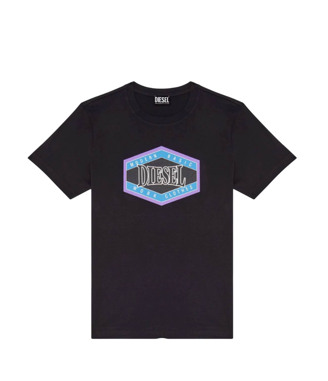 【Diesel】活力撞色設計風簡單素T  黑