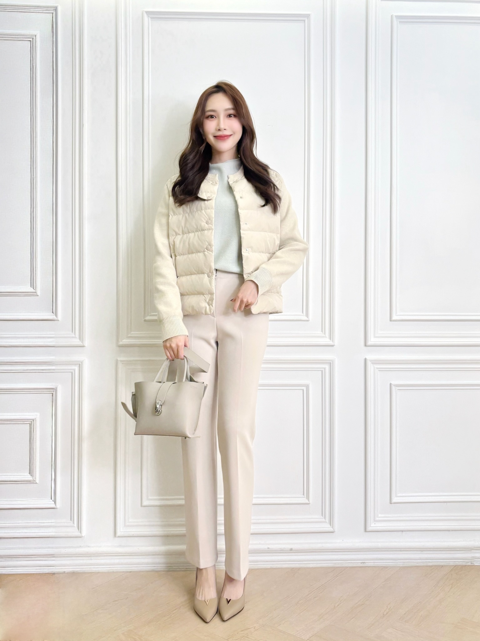 (輕盈保暖)針織拼接鴨絨外套