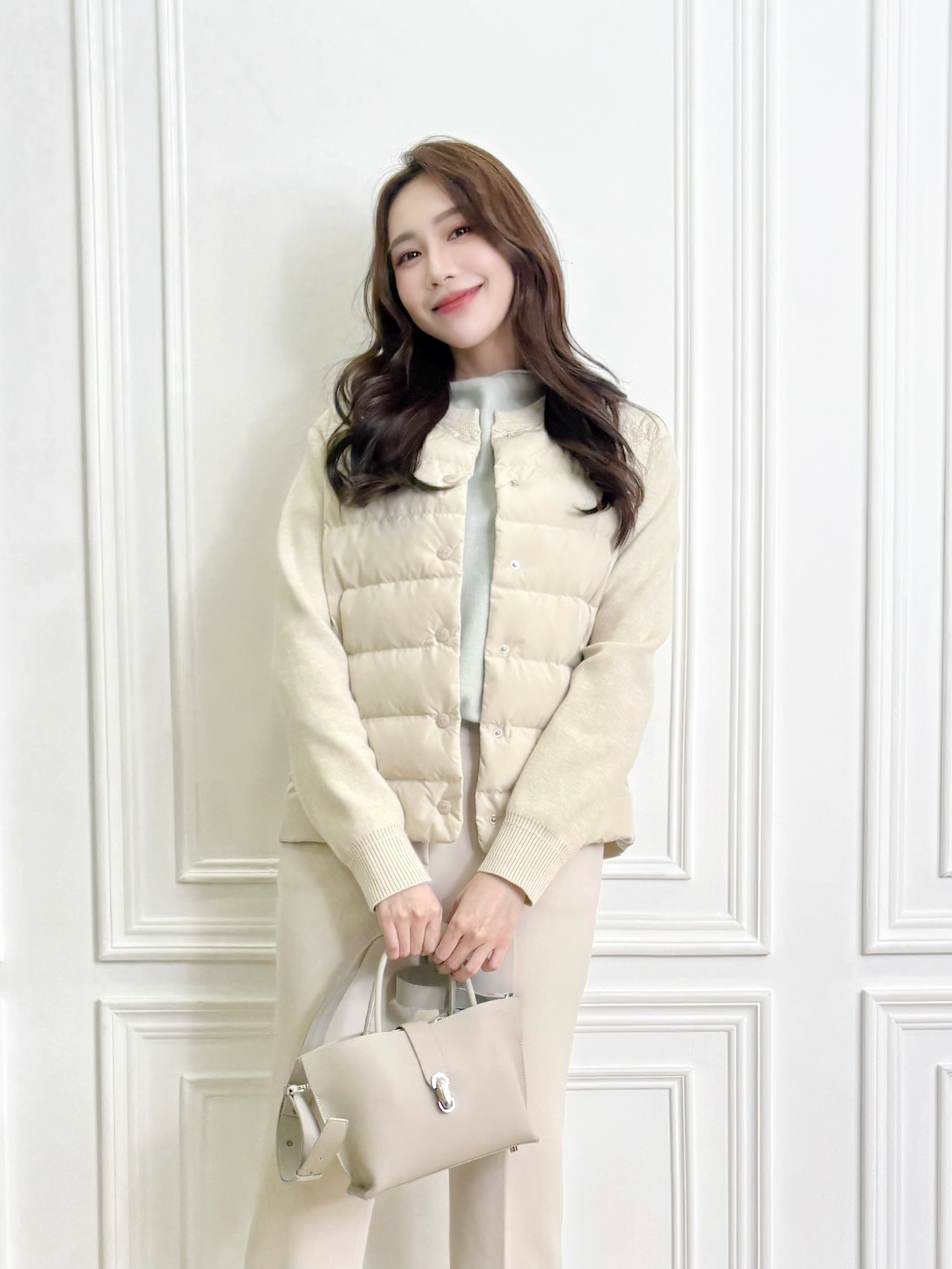 (輕盈保暖)針織拼接鴨絨外套