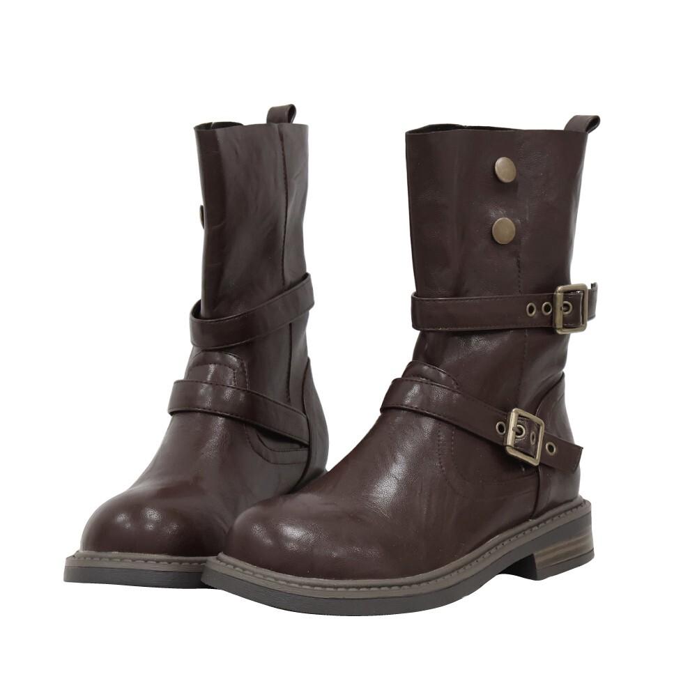 (現+預) 柔軟騎士中筒短靴 -2色