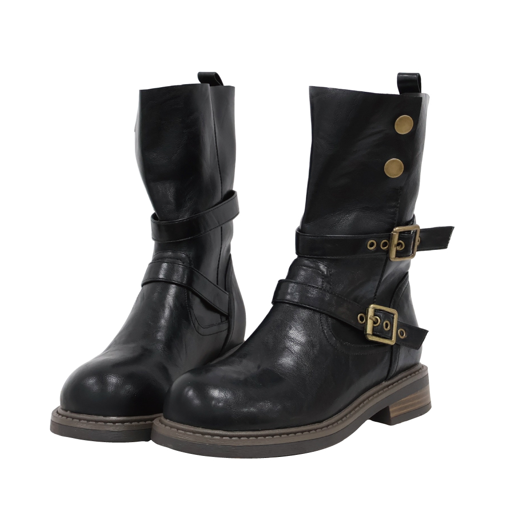 (現+預) 柔軟騎士中筒短靴 -2色