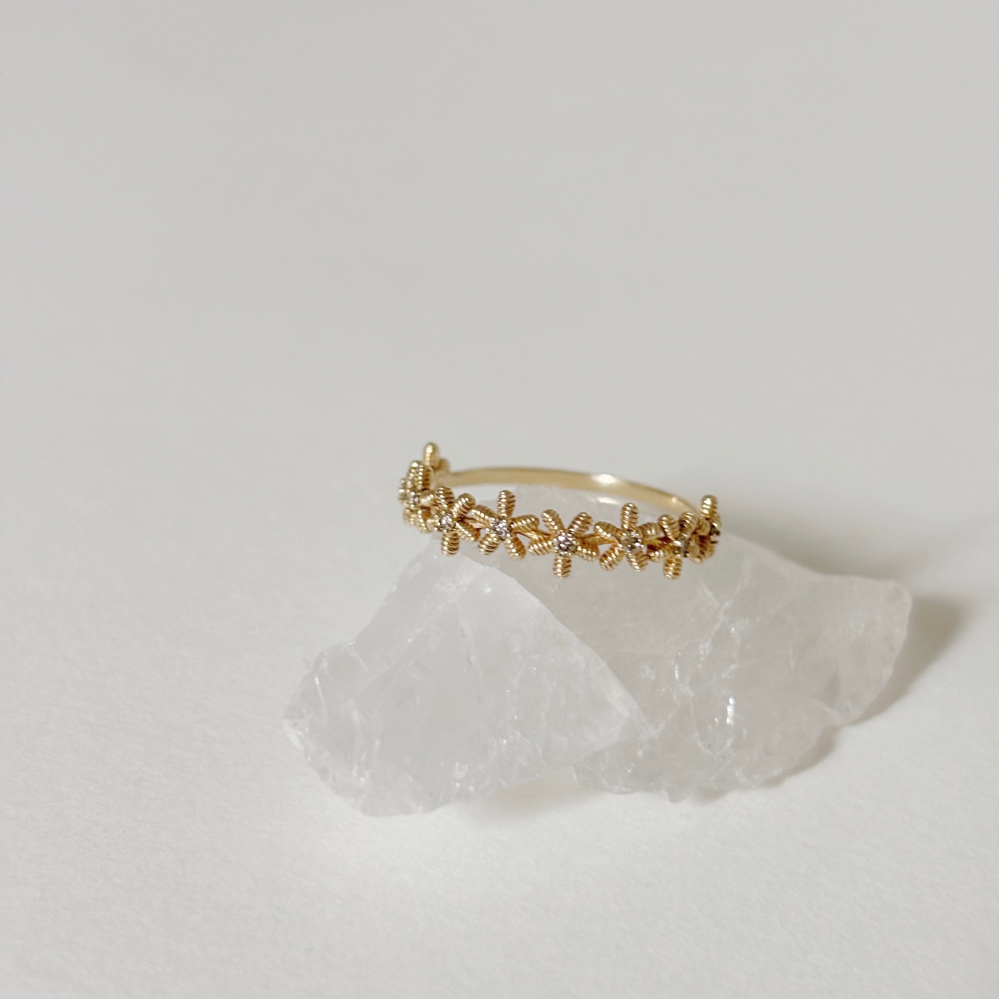 14K Hazy整排海星真鑽戒指