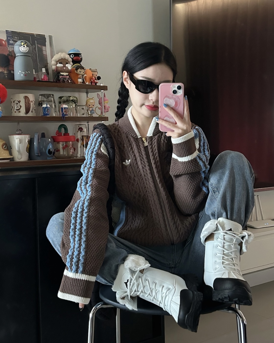 Adidas Originals Cardigan RS U 海鹽美拉德針織外套 咖色 栗子色 麻花 復古 學院風 雙拉鍊