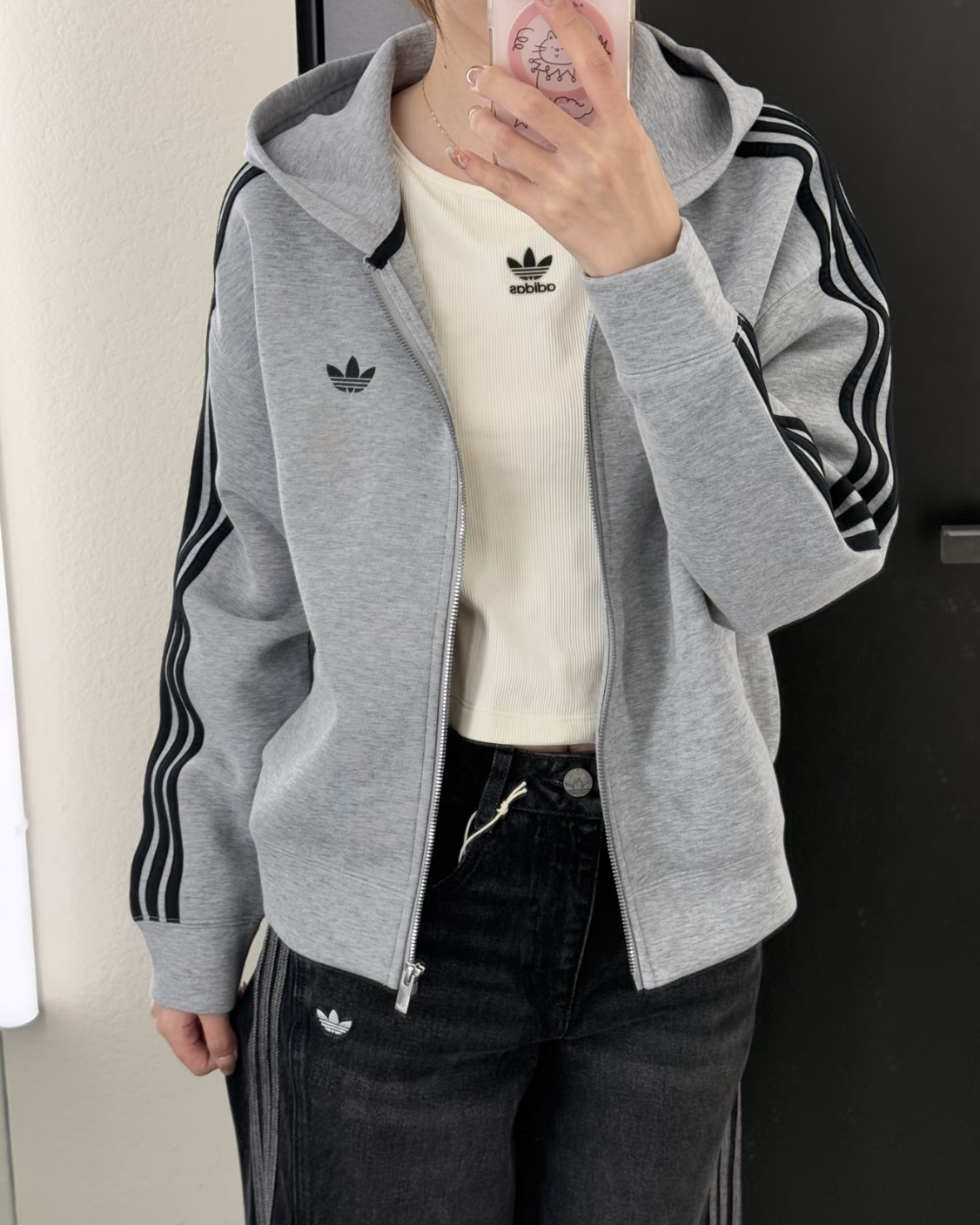 Adidas Originals ADICOLOR FW25 SPACER 經典灰 太空棉 三線 休閒 連帽外套 女款