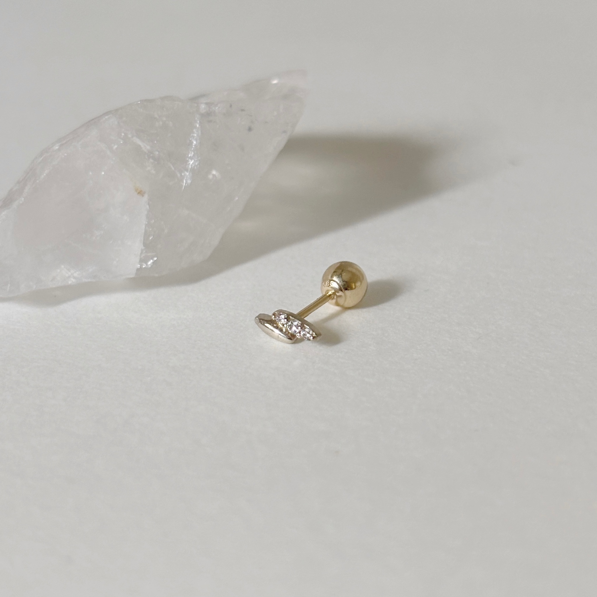 14K Hazy新芽真鑽轉珠耳環