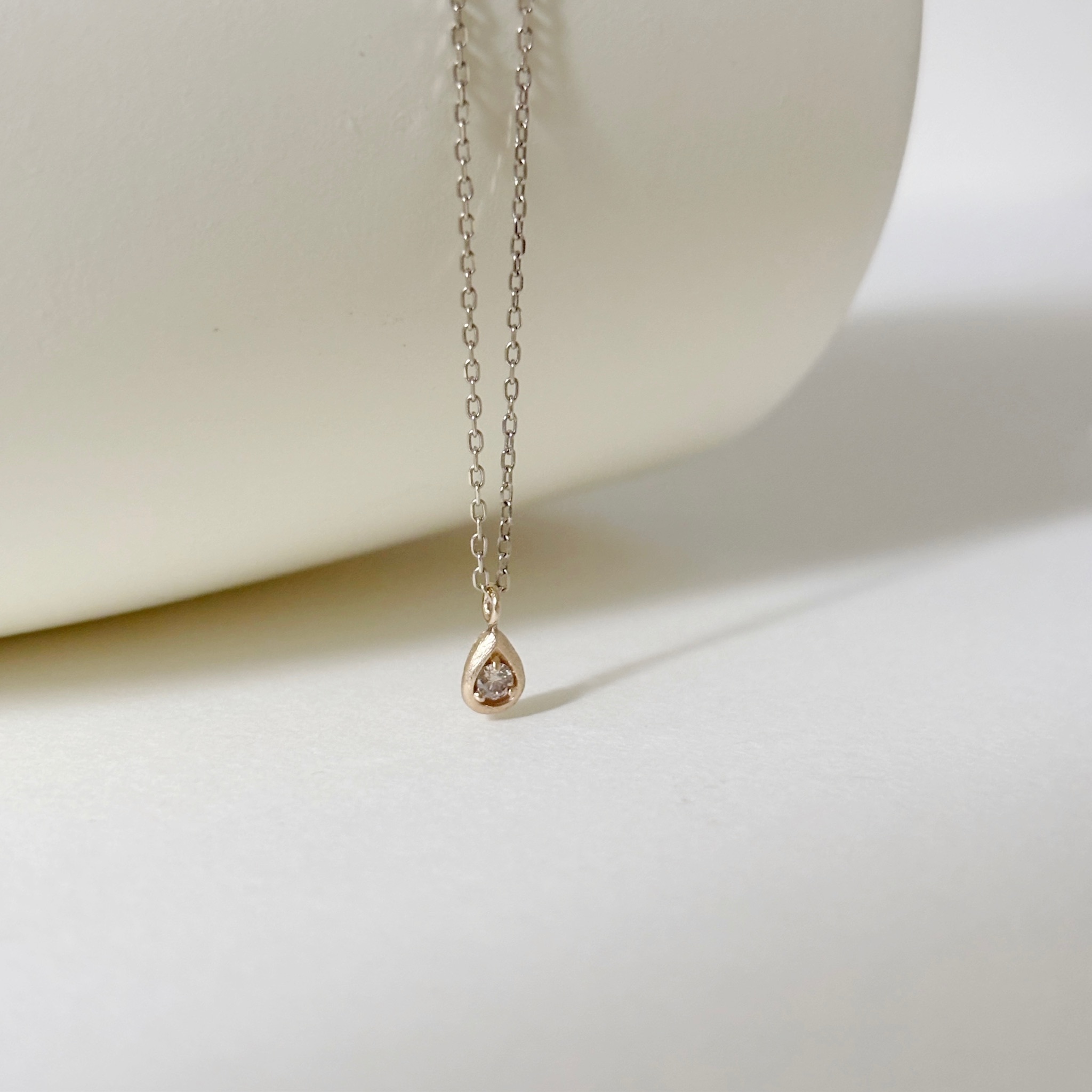 14K Hazy簡約水滴真鑽項鍊
