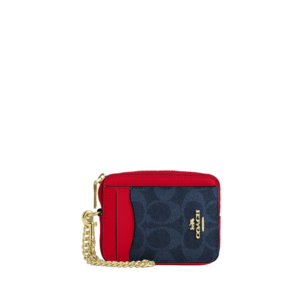 【Coach Outlet】Zip Card Case In Signature Canvas  藍