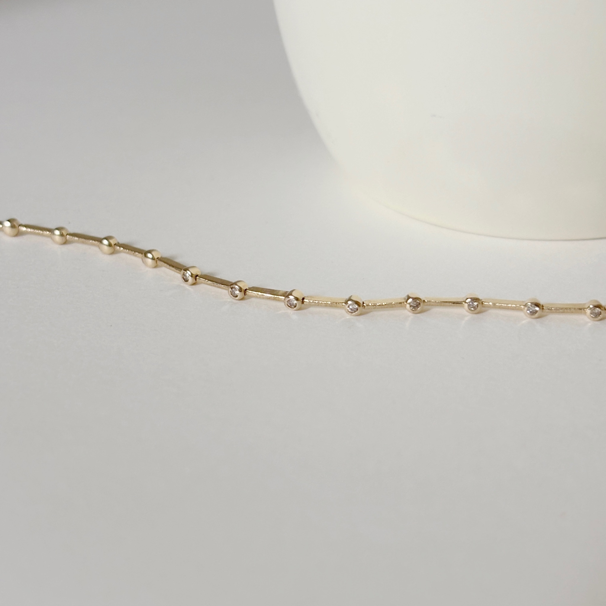 14K Hazy份量感節點圓鑽扣式手鏈